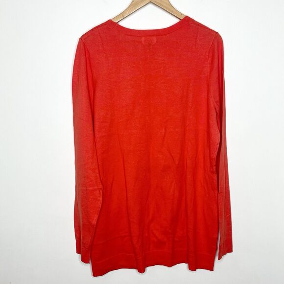 Old Navy Feel The Love Sweater Red Orange Womens XL Tall Cotton Embroidered - Picture 8 of 8